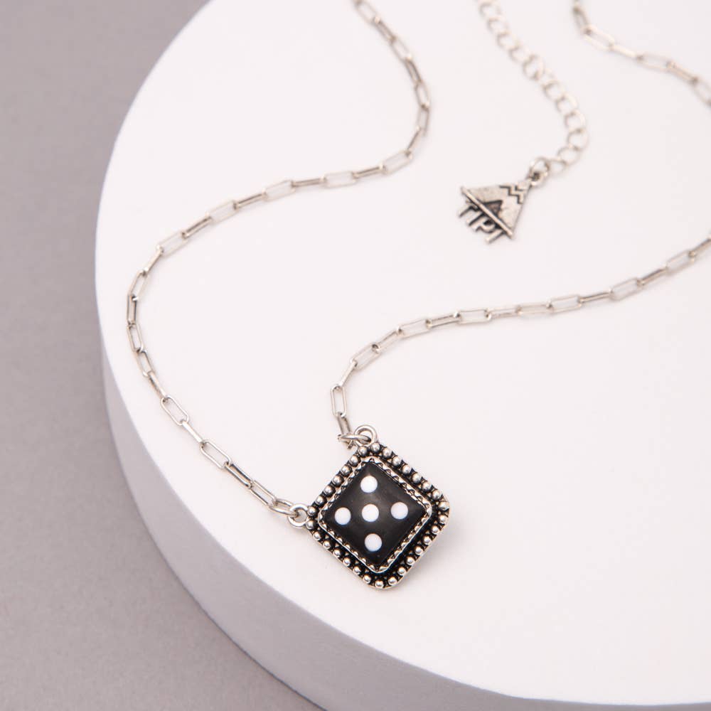 Western Black Dice Pendant Necklace
