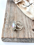 Western Style Rhinestone Flower Cuff Ring