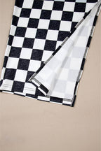 Checkered Print Side Slit High Waist Midi Skirt