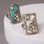 Western Desert Stretch Ring in Oxidized Silver-Tone Metal (TURQUOISE)