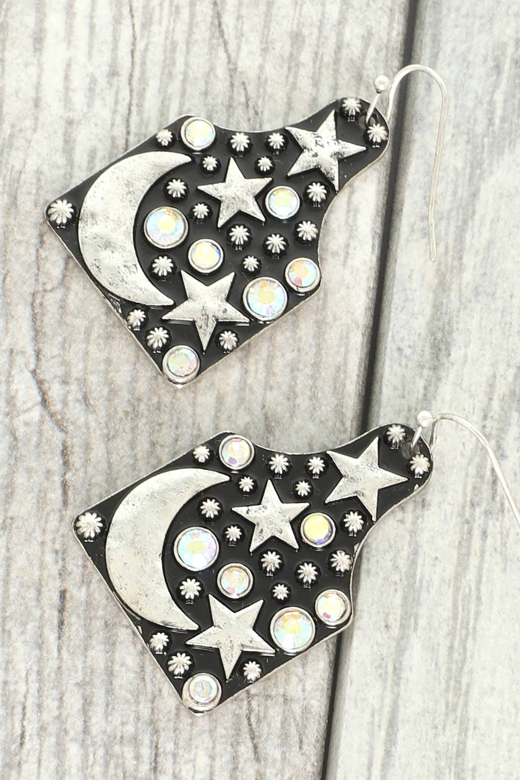 Western Celestial Theme Cattle Tag Earrings