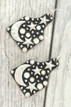 Western Celestial Theme Cattle Tag Earrings