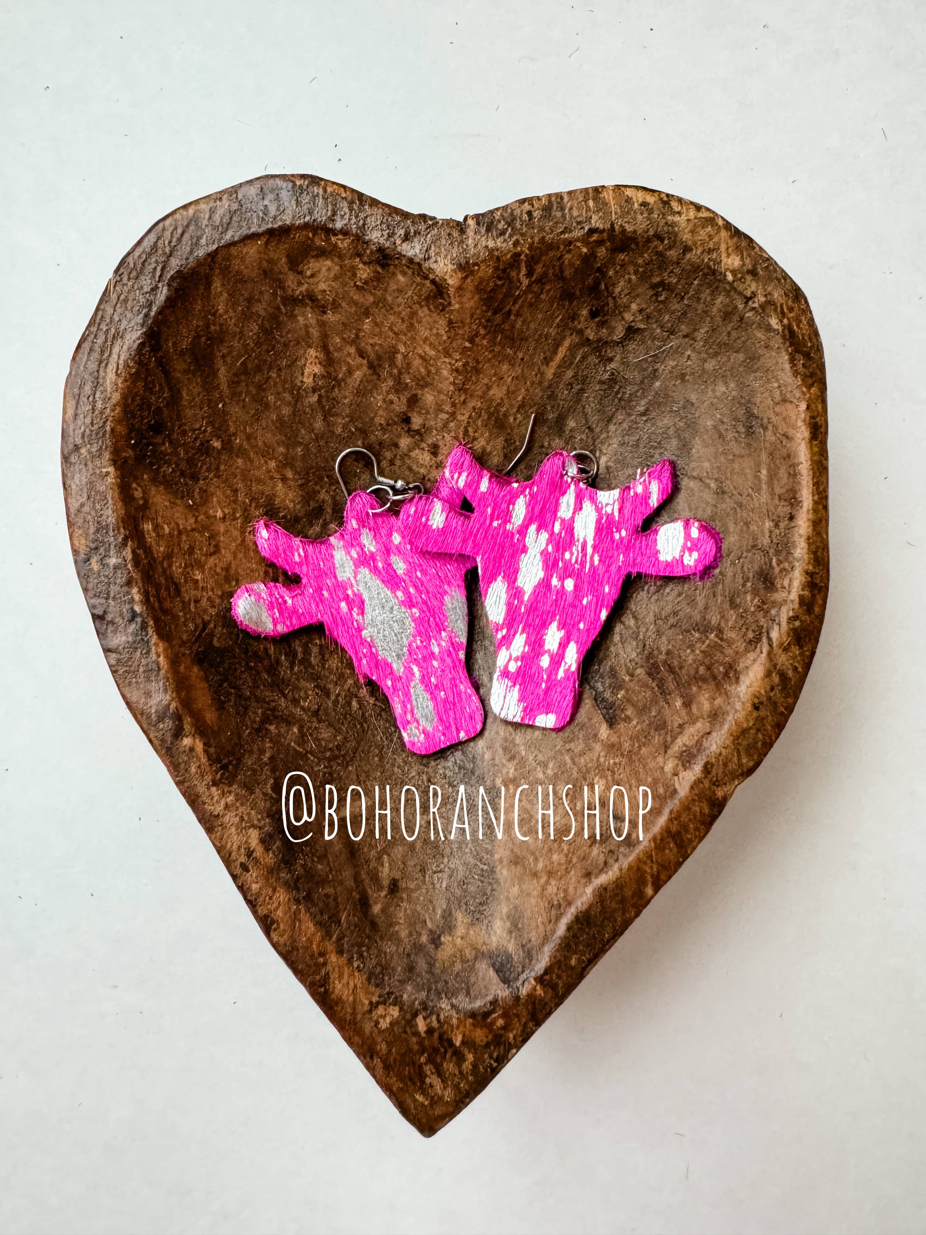 Western hairon Cowhide Cowhead Earrings