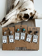 Western Dice Enamel Dangle Post Earring