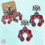 Serape horseshoe earring