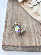 Western Style Rhinestone Flower Cuff Ring