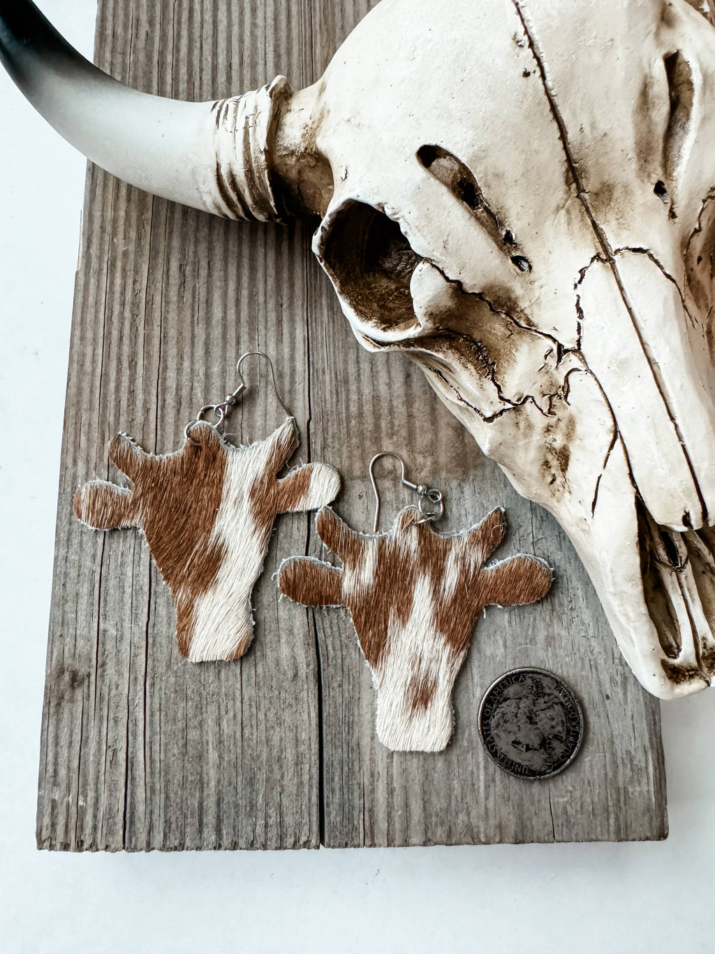 Western hairon Cowhide Cowhead Earrings