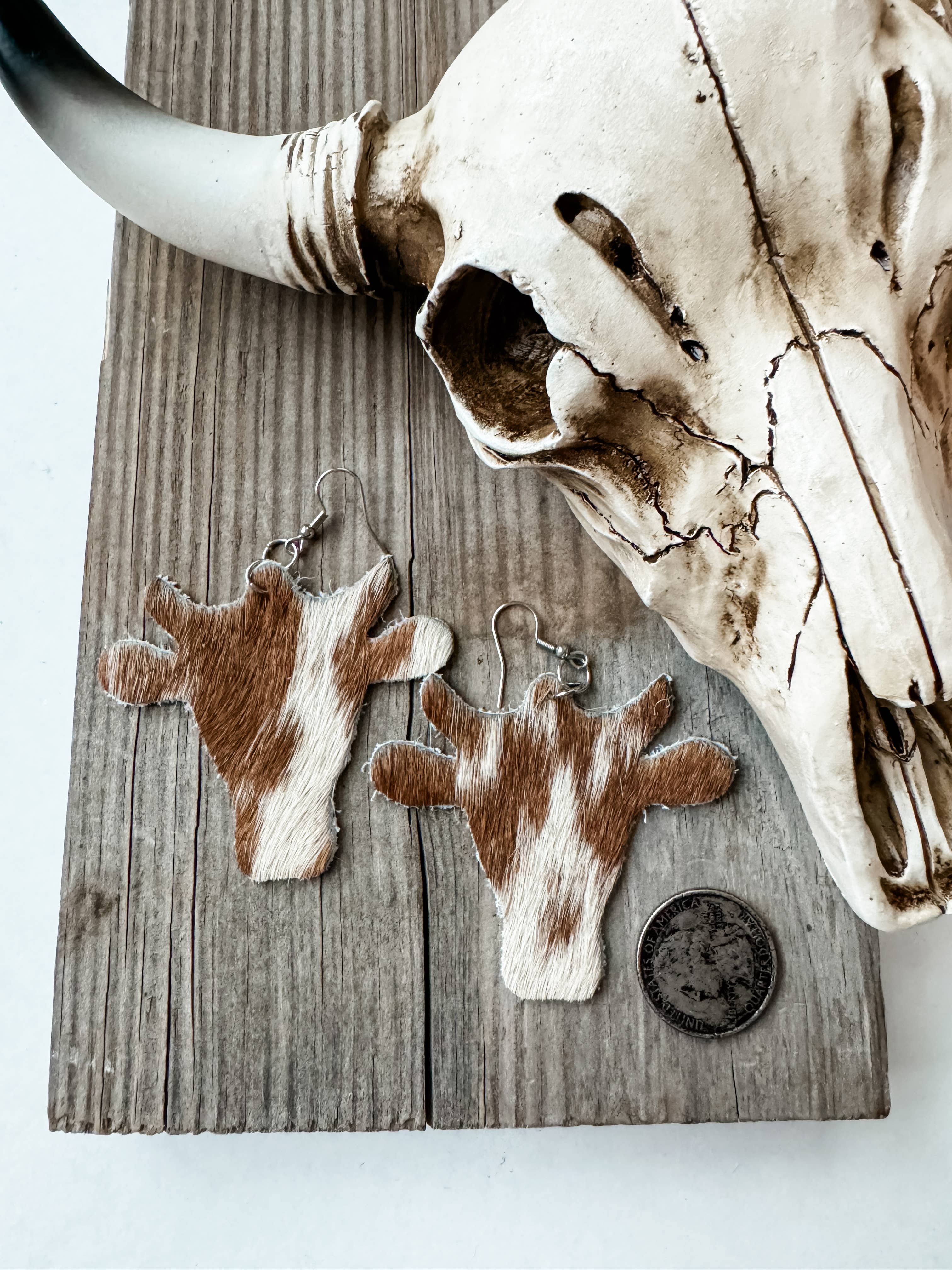 Western hairon Cowhide Cowhead Earrings