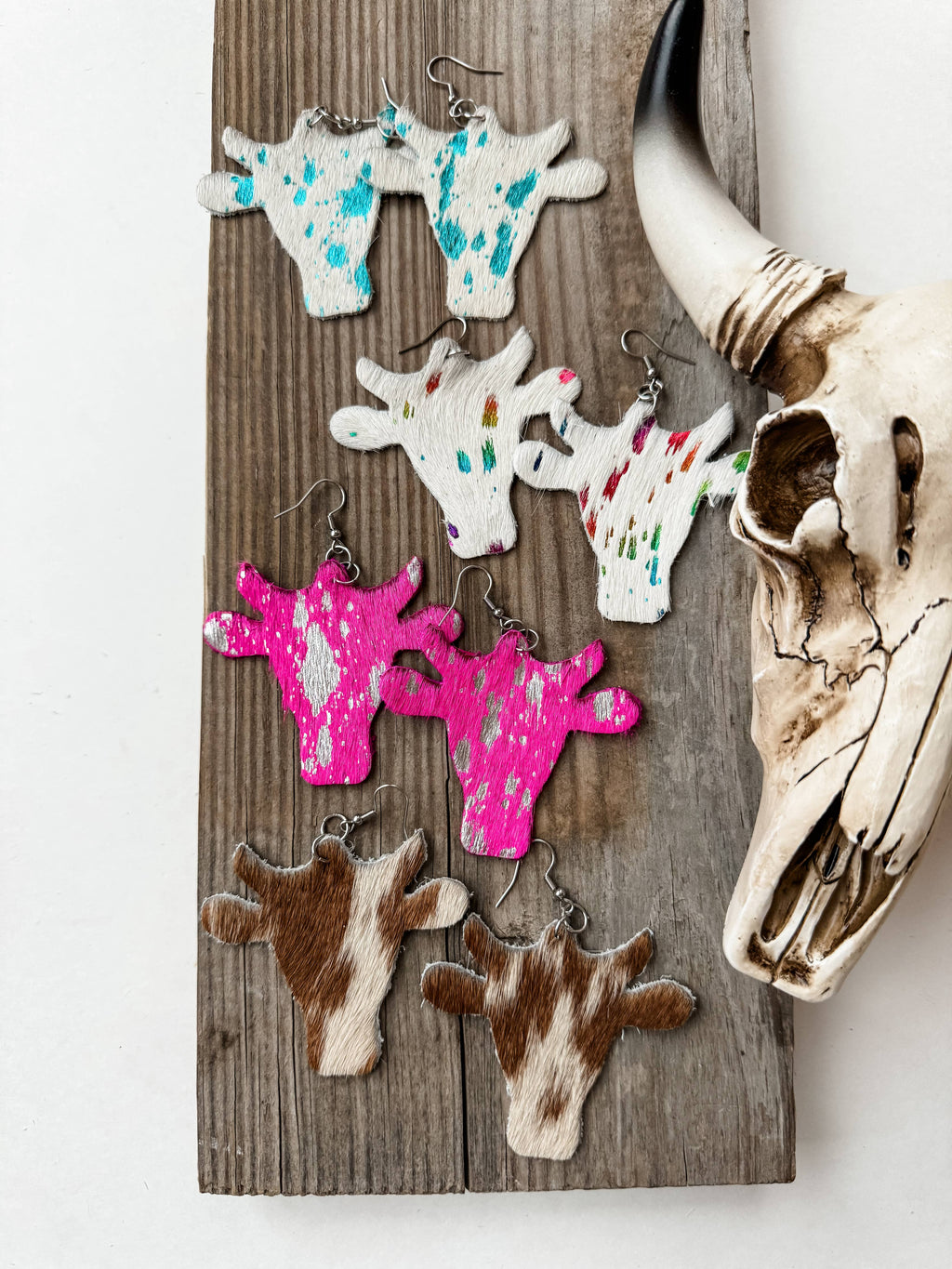 Western hairon Cowhide Cowhead Earrings