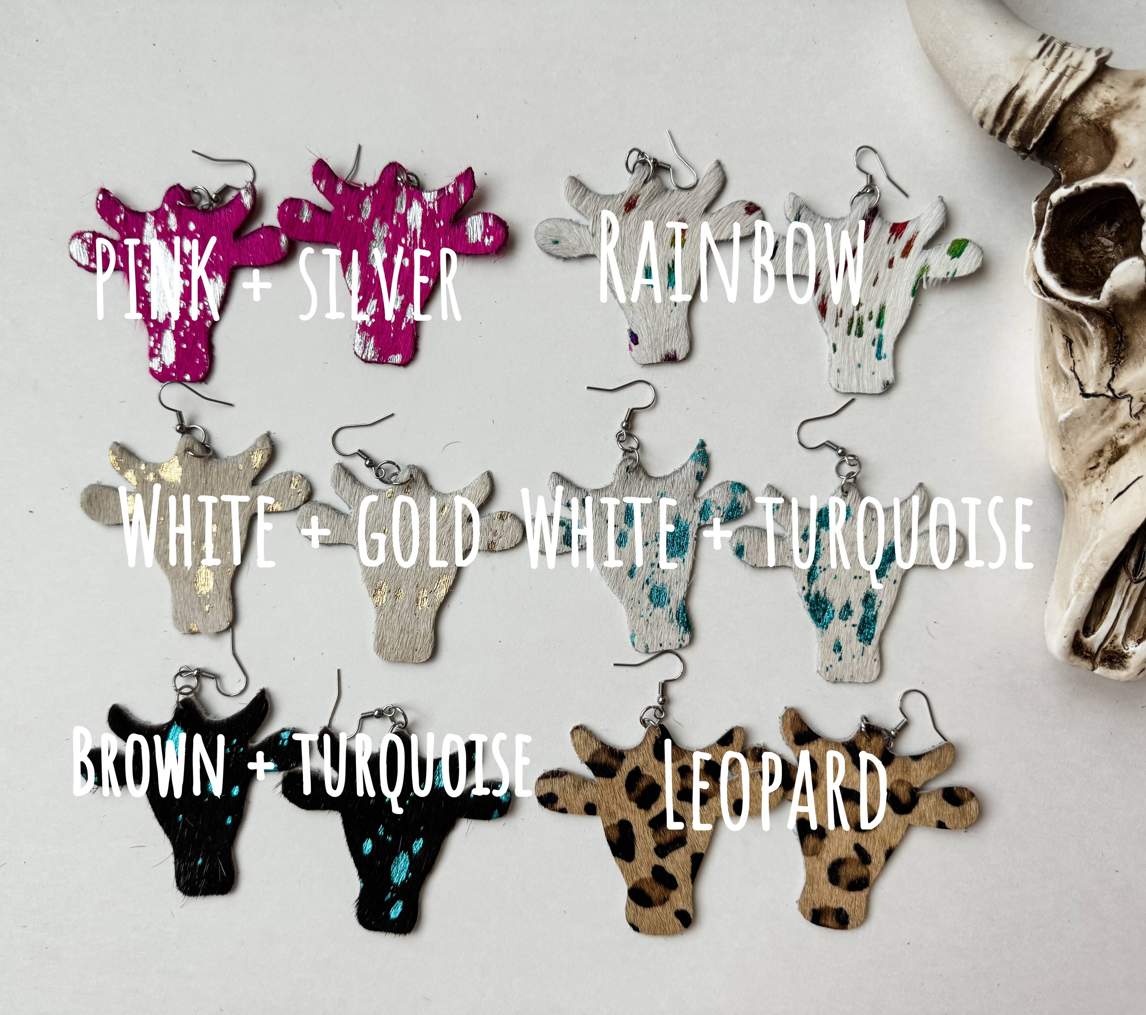 Western hairon Cowhide Cowhead Earrings