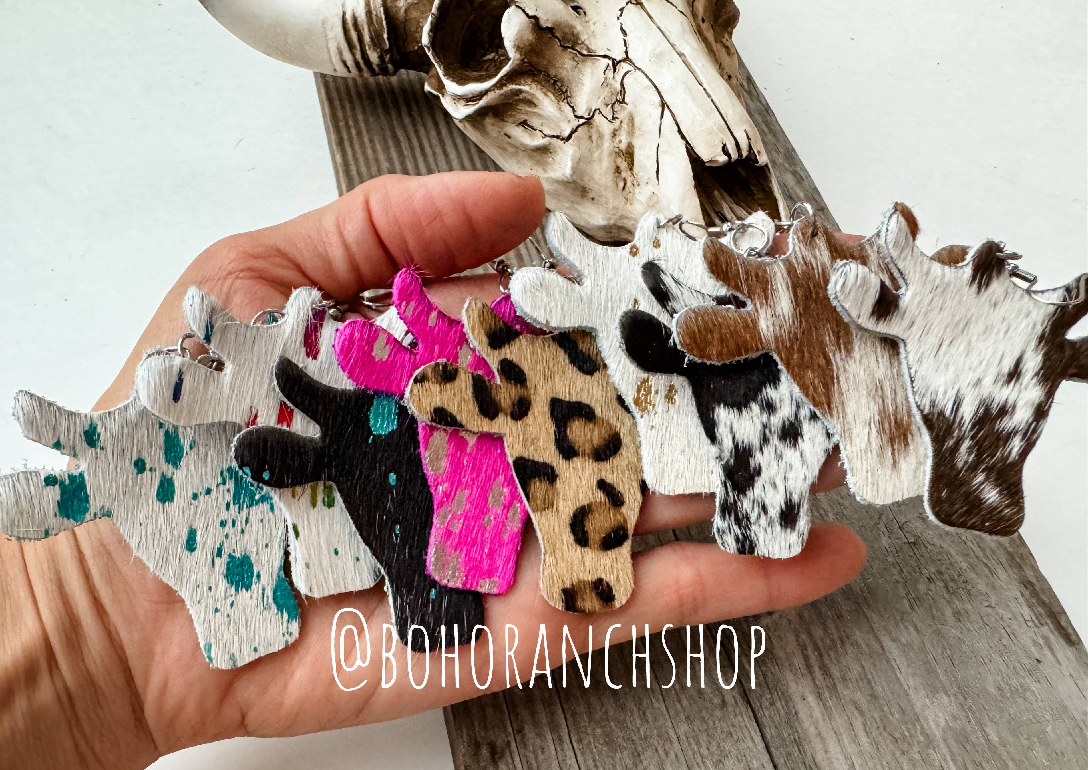 Western hairon Cowhide Cowhead Earrings