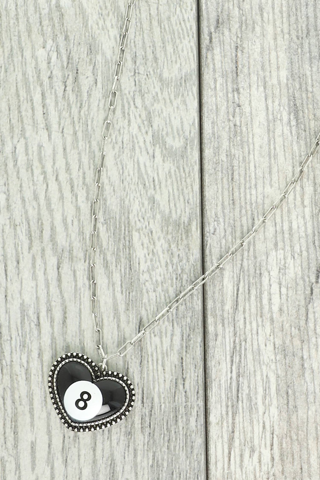 Western 8 Ball Heart Pendant Necklace