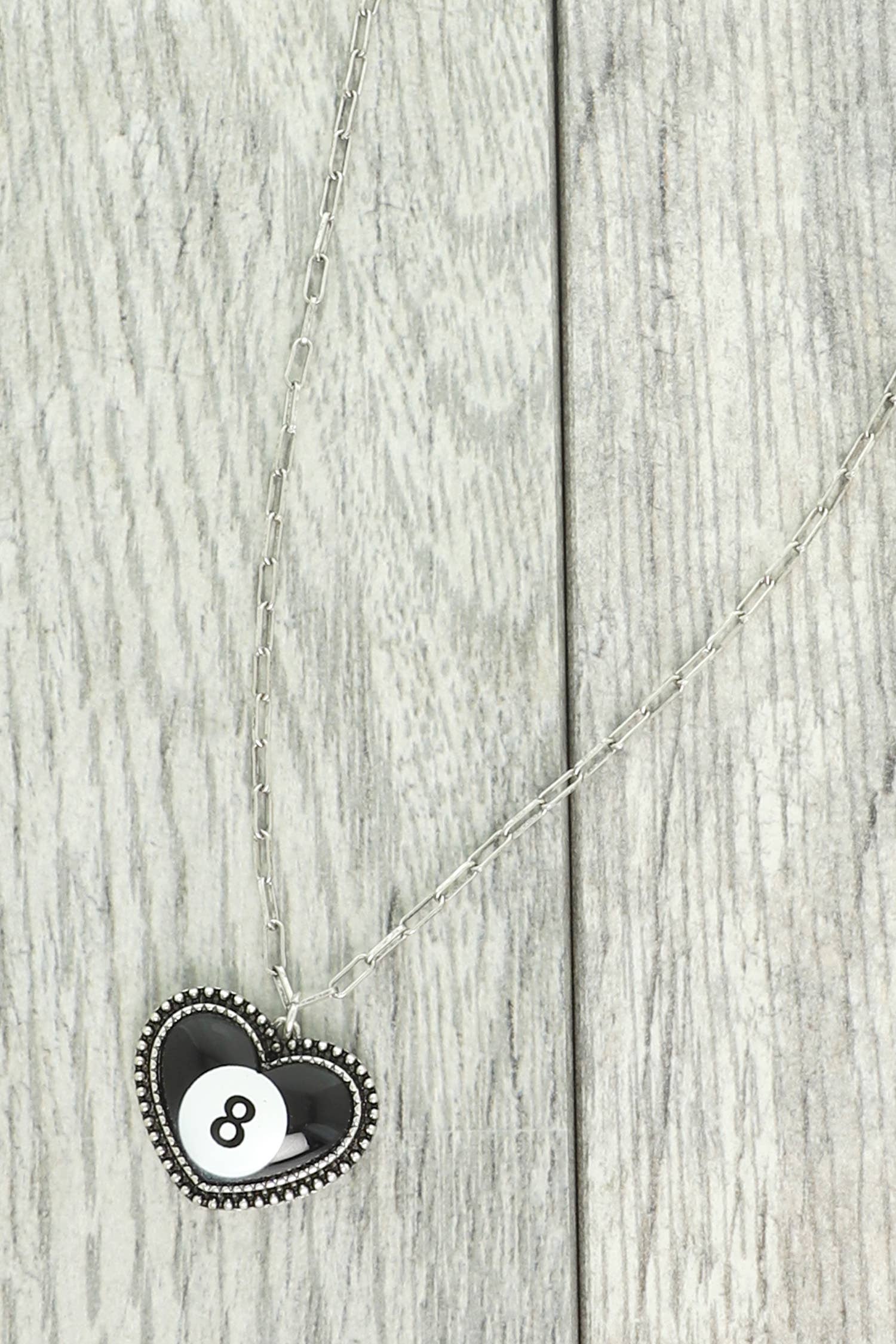 Western 8 Ball Heart Pendant Necklace