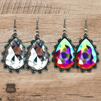 Rhinestone bead studded teardrop earring
