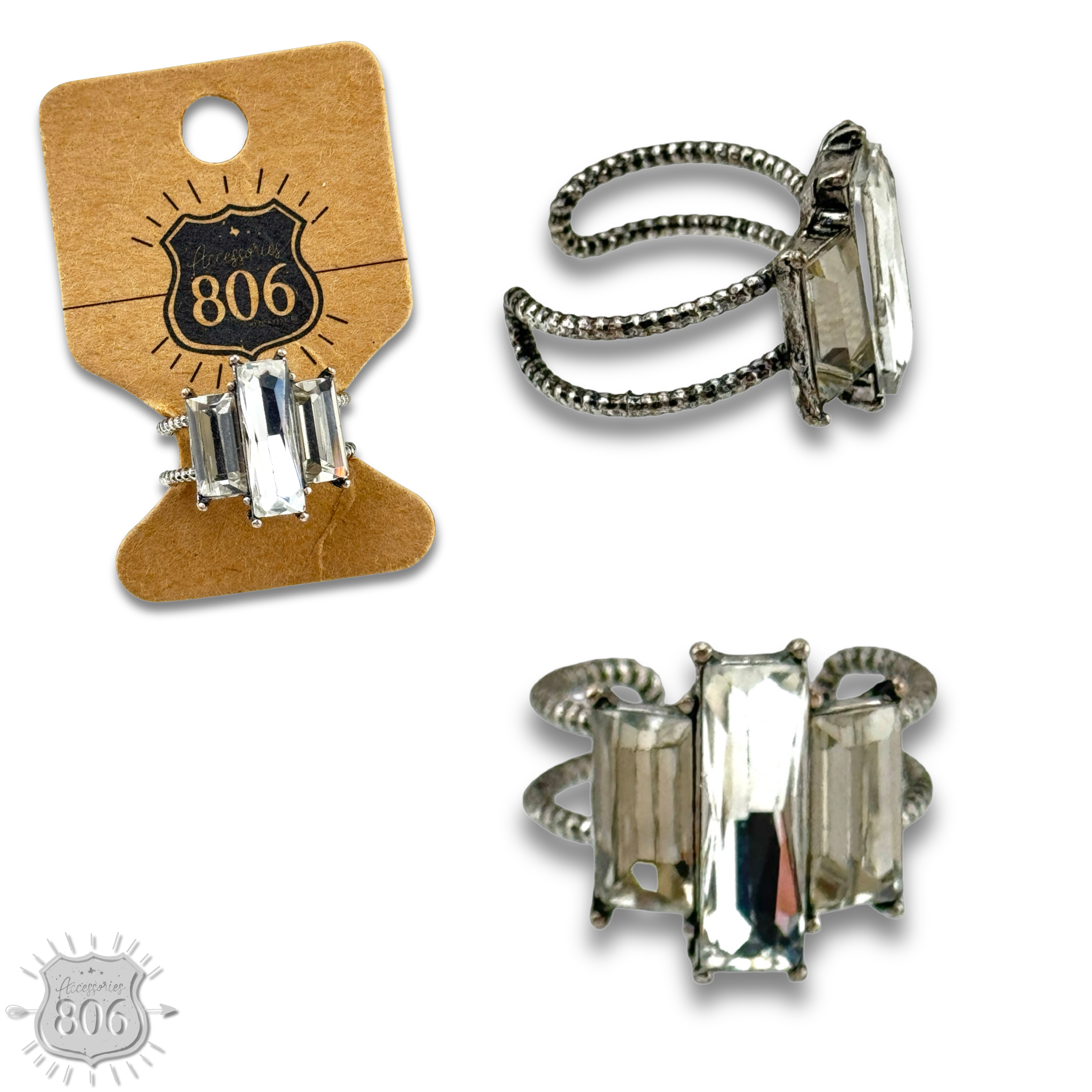Triple stone western style ring