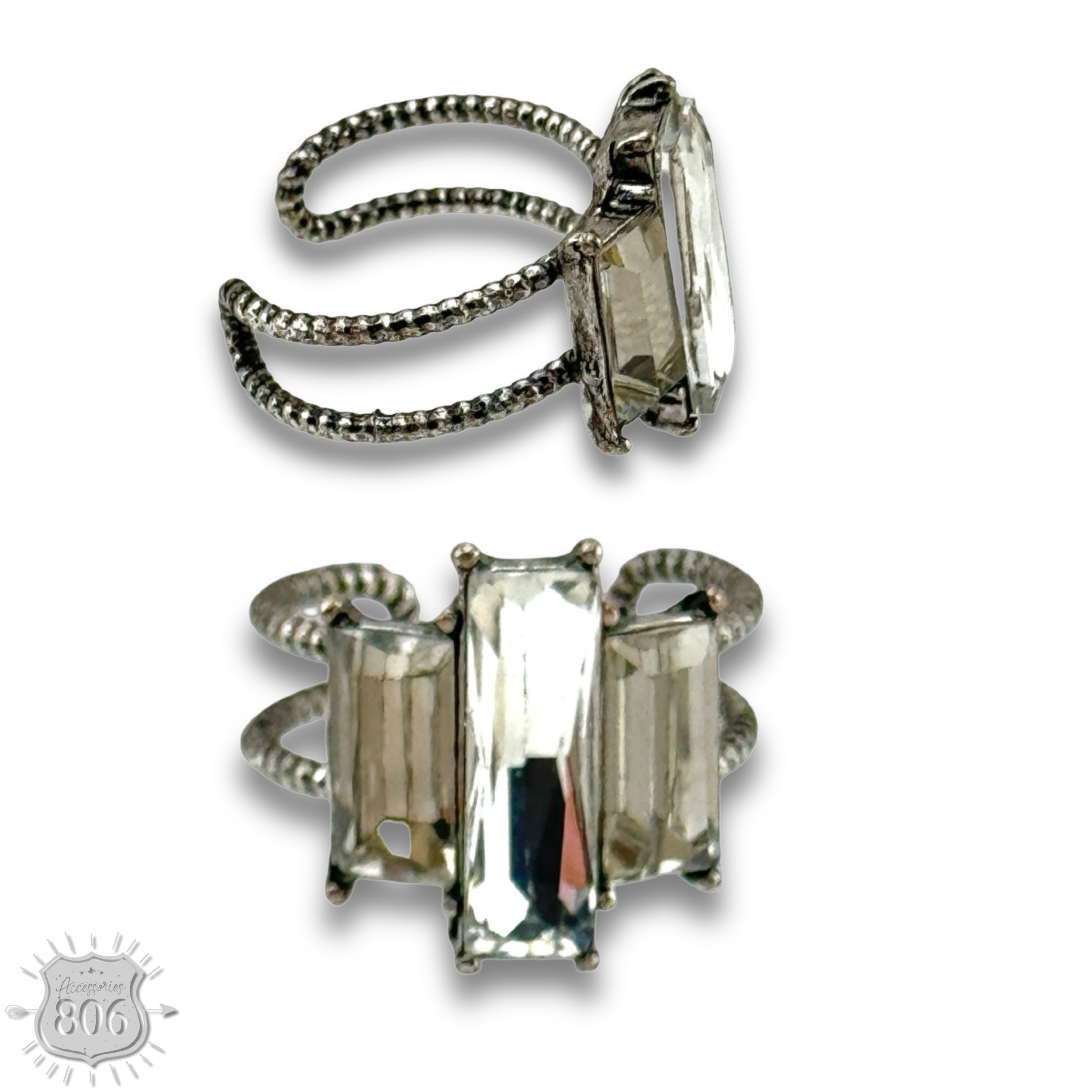 Triple stone western style ring