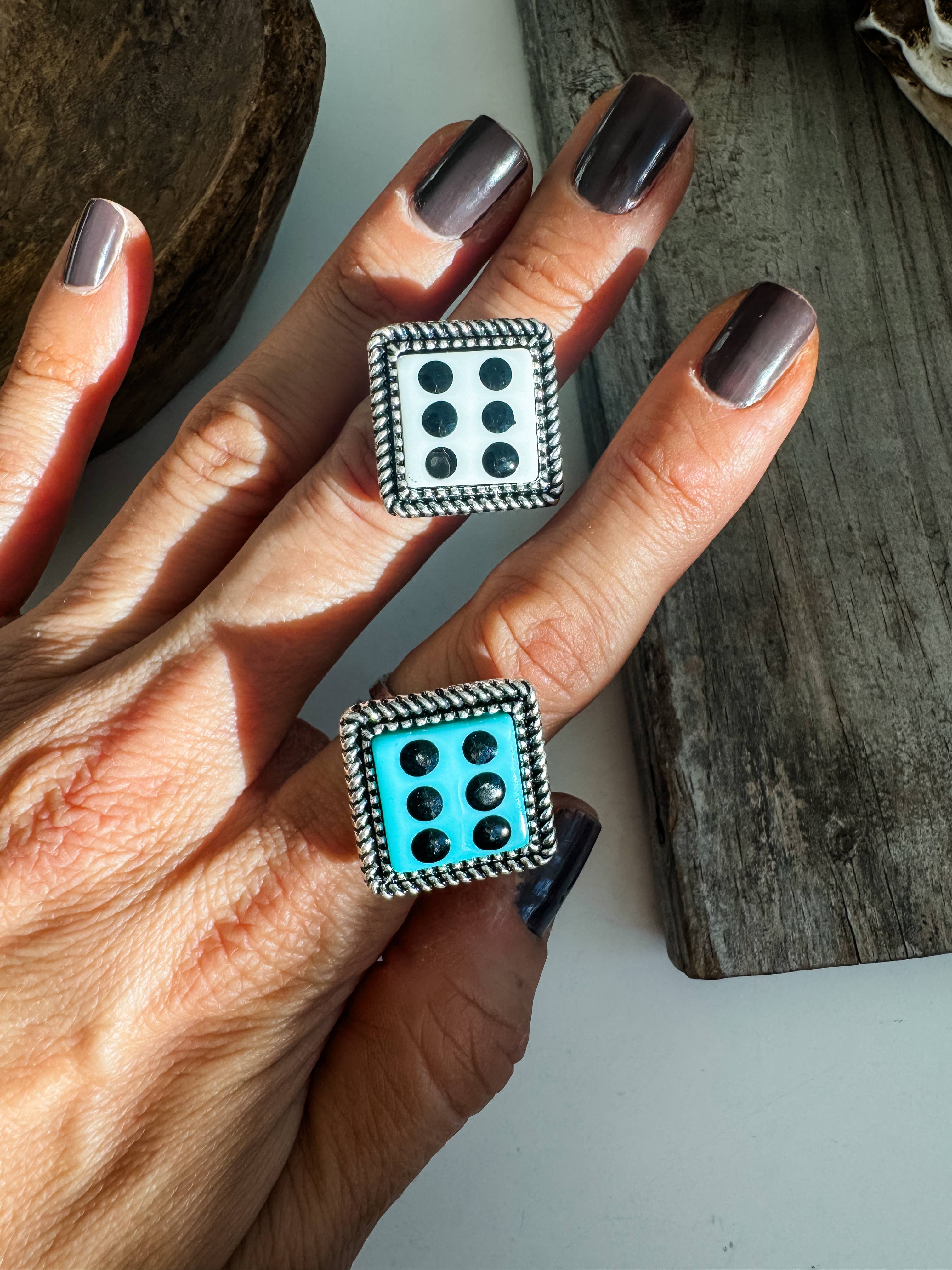 Western Ajustable Dice Ring (WHITE)