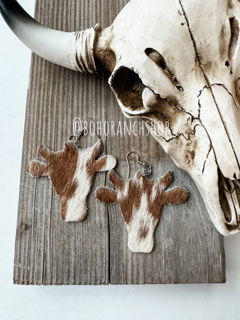 Western hairon Cowhide Cowhead Earrings