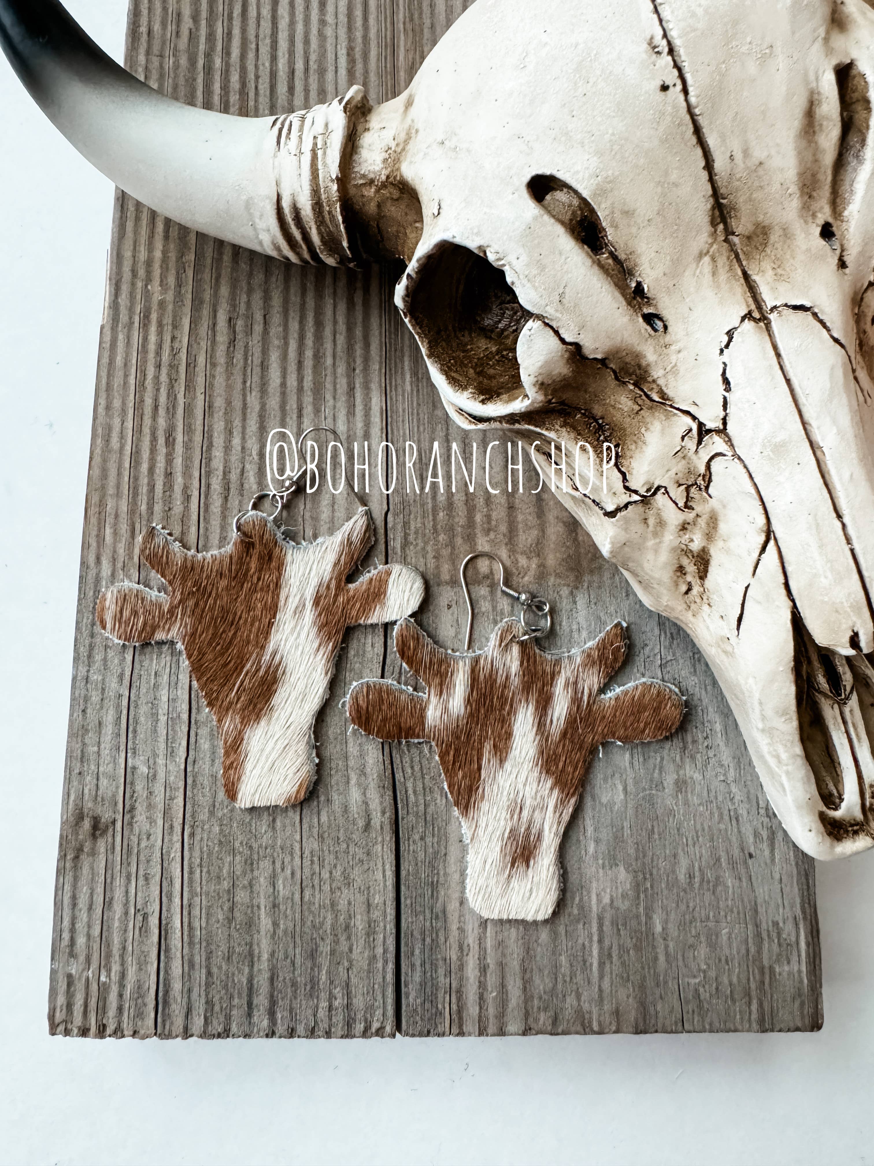 Western hairon Cowhide Cowhead Earrings