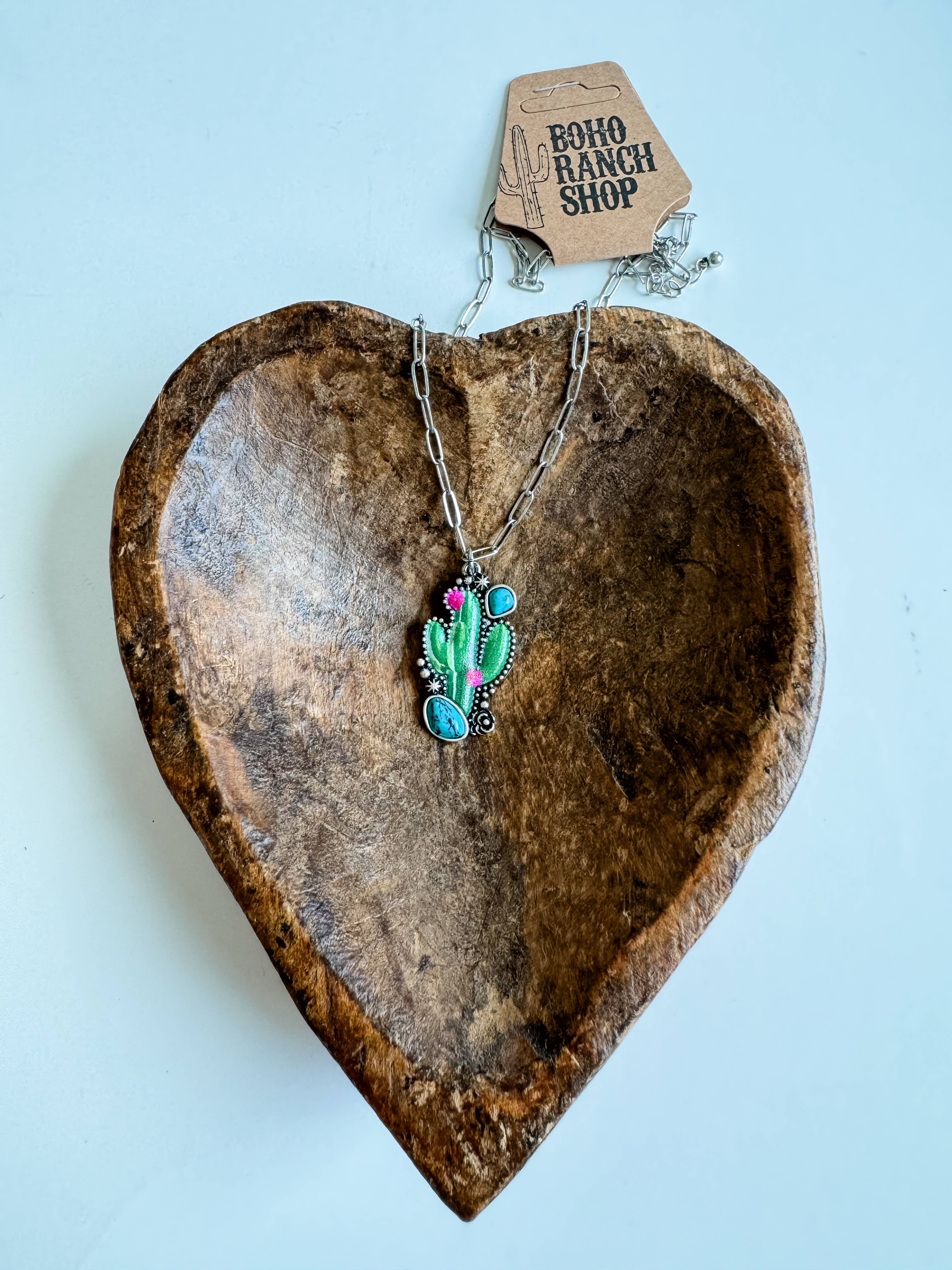 Western Pendant Necklace - Cactus