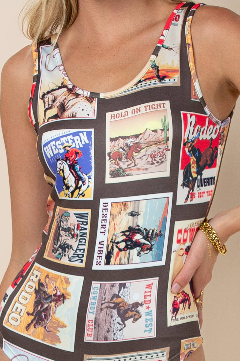 Western Rodeo Stamp Print Bodysuit