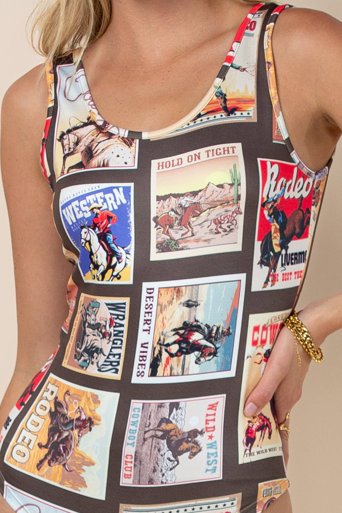 Western Rodeo Stamp Print Bodysuit