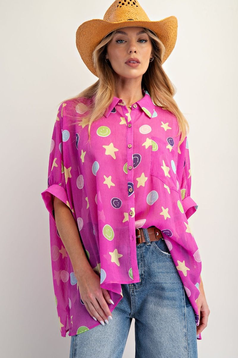 Pink Smiley Blouse