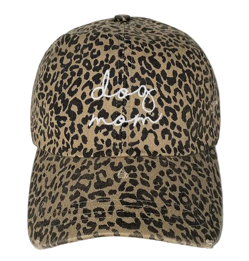 Leopard & White Dog Mom Hat