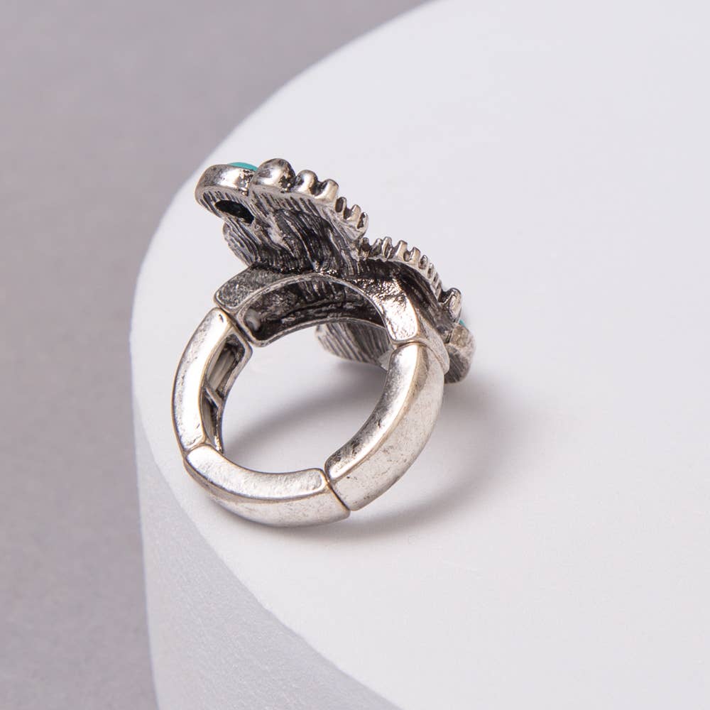Western Floral Turquoise Embellished Cactus Ring