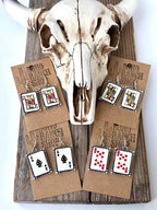 Western Playing Card Drop Dangle Earrings