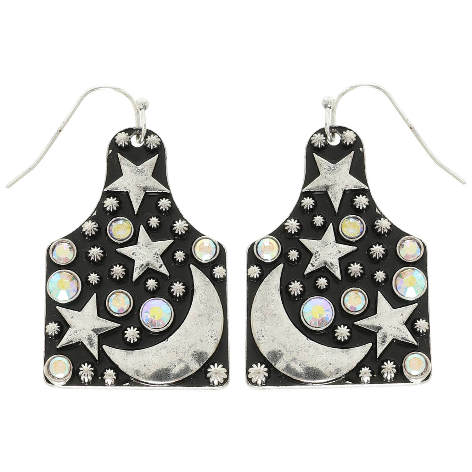 Western Celestial Theme Cattle Tag Earrings