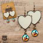 Enamel heart earring with rhinestone drop