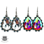 Rhinestone bead studded teardrop earring