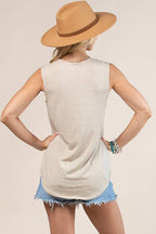 PILARES CHECKER HOWDY GRAPHIC SLEEVELESS TOP