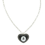 Western 8 Ball Heart Pendant Necklace
