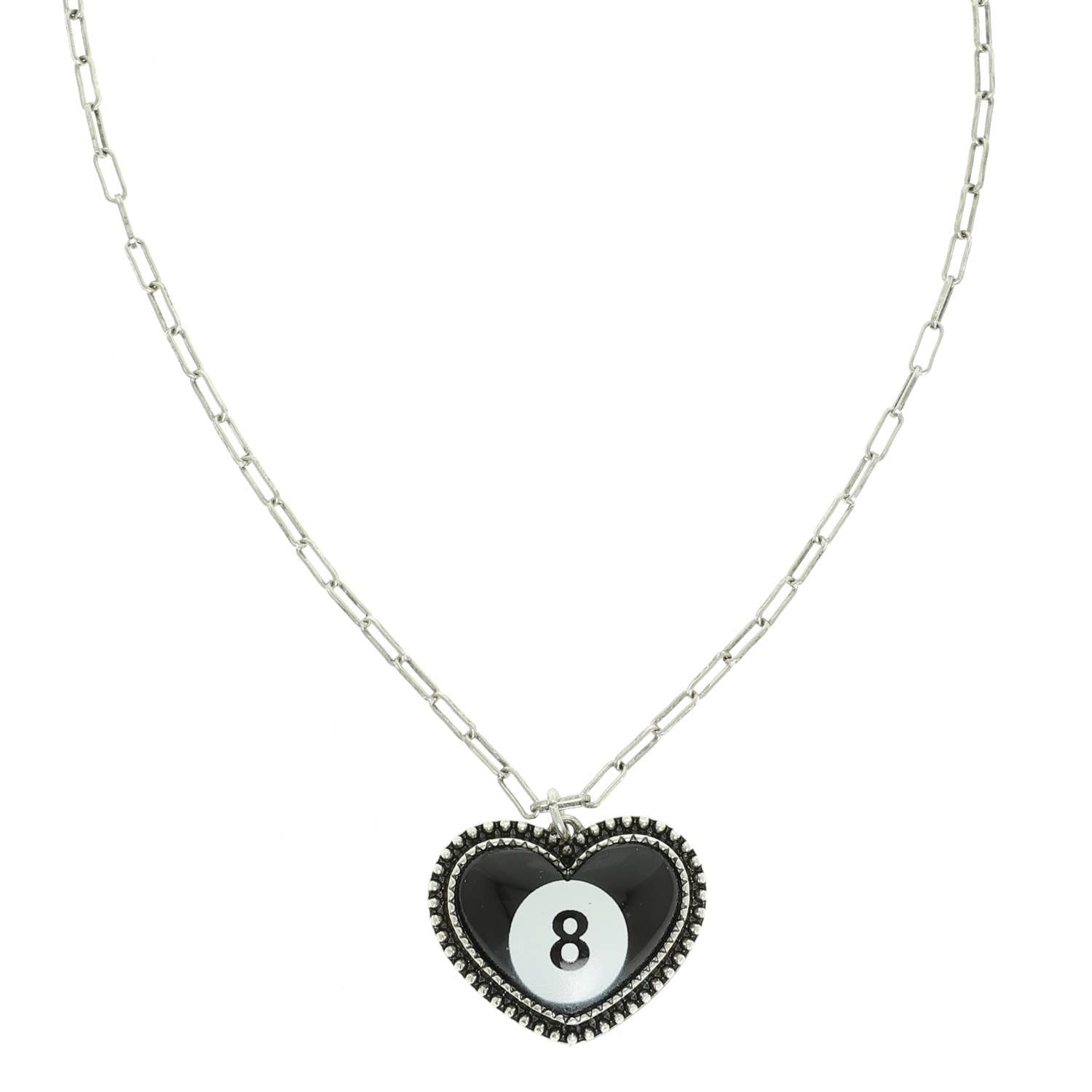 Western 8 Ball Heart Pendant Necklace
