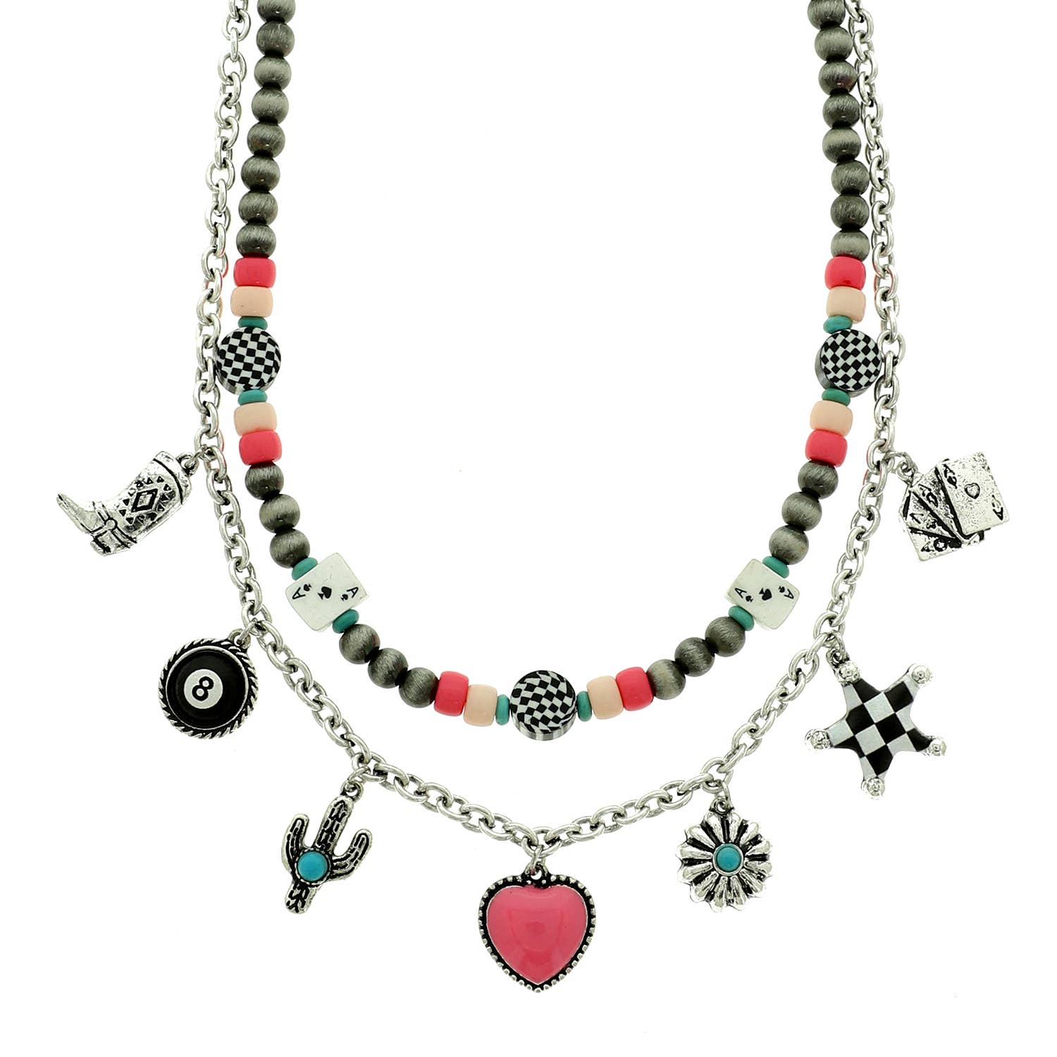 Western Navajo Theme Multi Charm Necklace