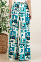 Blue-Viviana Western Patch Collage Print Slack