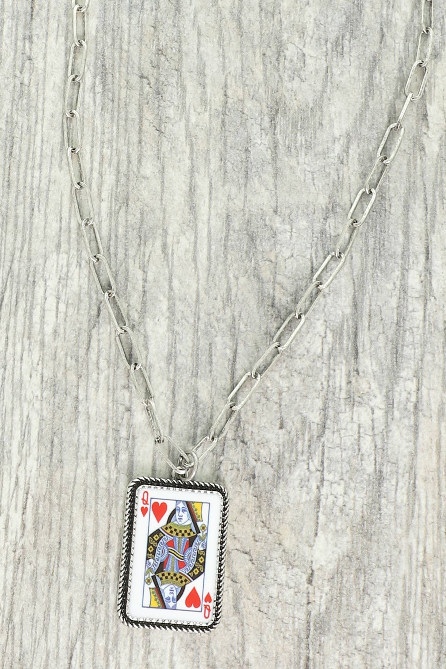 Western Queen of Hearts Pendant Necklace