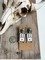 Western Dice Enamel Dangle Post Earring