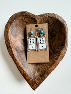 Western Dice Enamel Dangle Post Earring