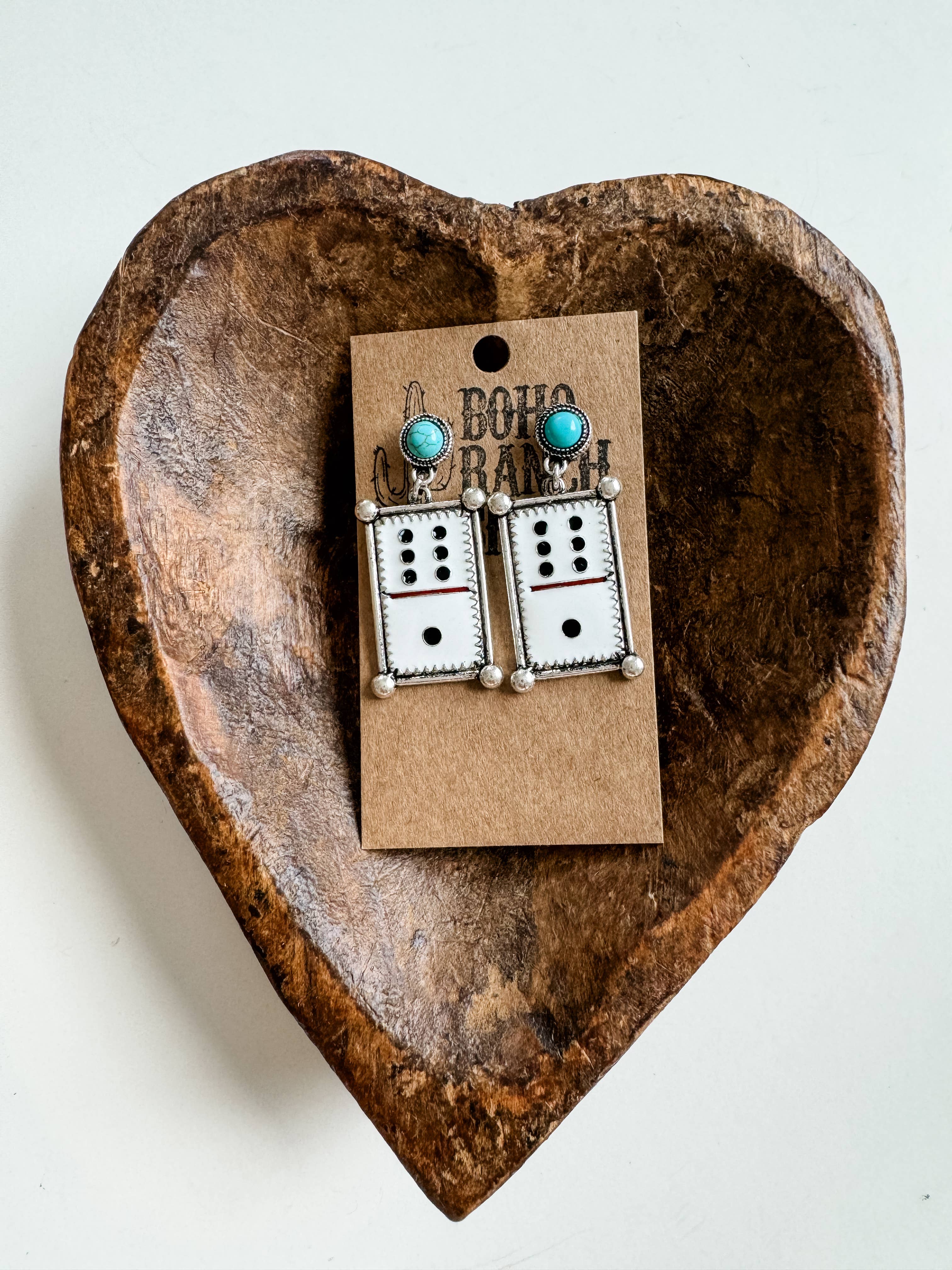 Western Dice Enamel Dangle Post Earring