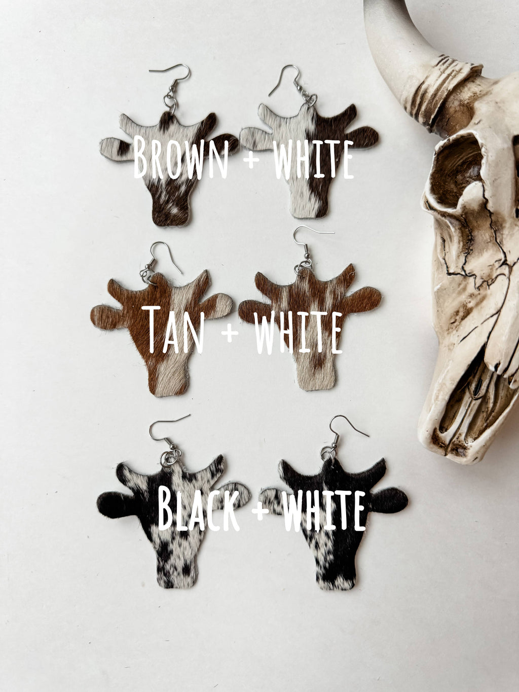 Western hairon Cowhide Cowhead Earrings