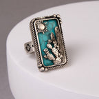 Western Desert Stretch Ring in Oxidized Silver-Tone Metal (TURQUOISE)