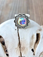 Western Style Rhinestone Flower Cuff Ring