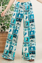 Blue-Viviana Western Patch Collage Print Slack
