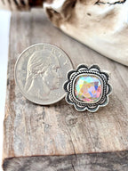 Western Style Rhinestone Flower Cuff Ring